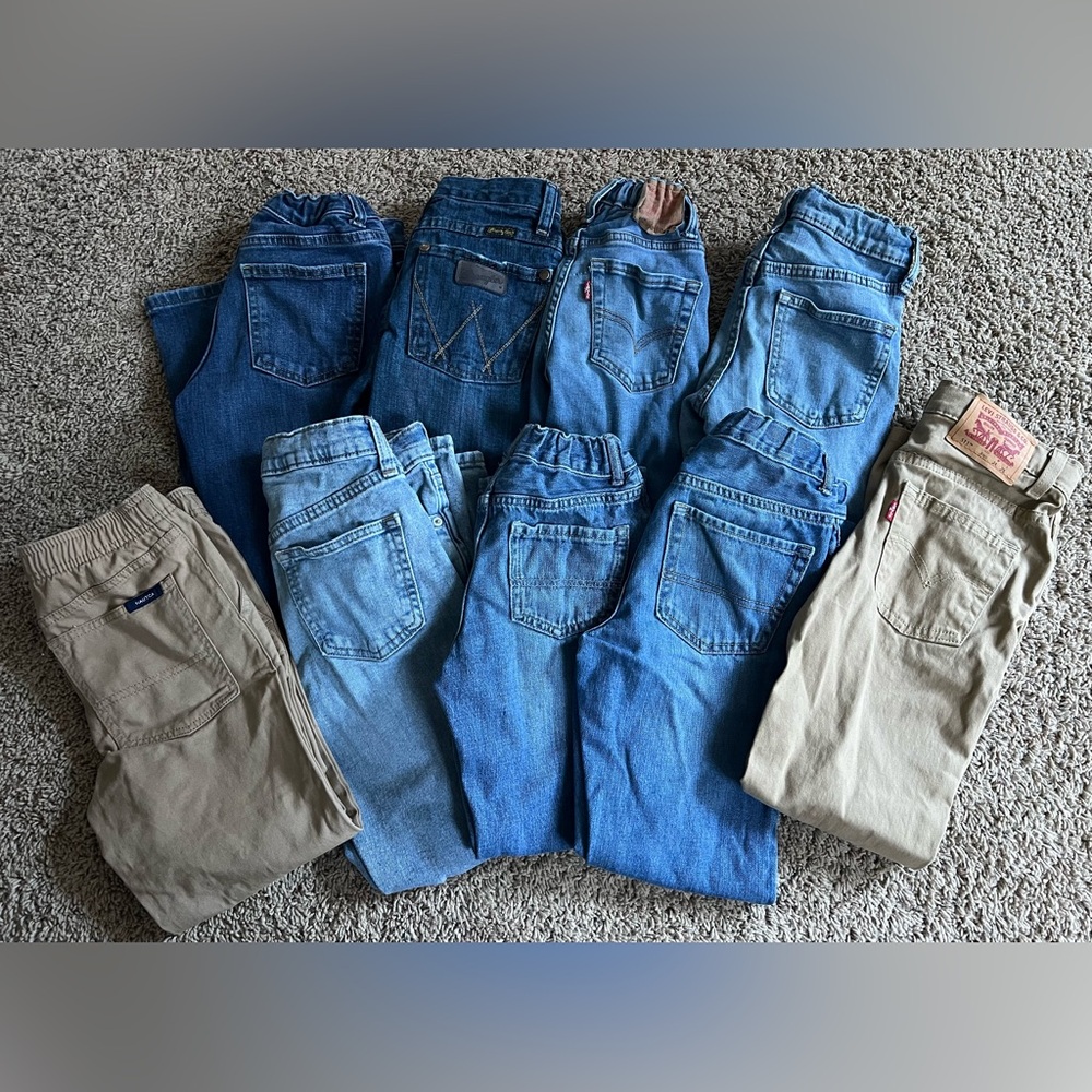 Assorted Lot of Blue and Tan Jeans Collection Boys Size 8